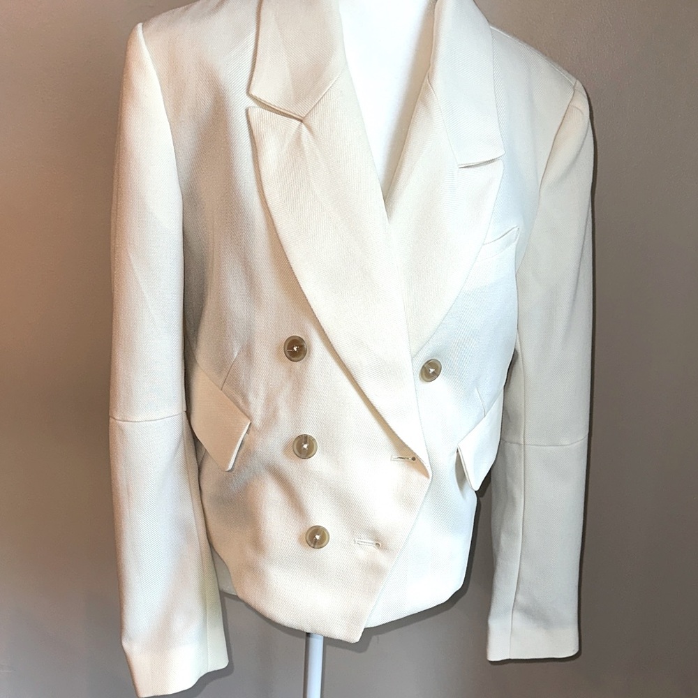 Free People Cream Double-Breasted Blazer